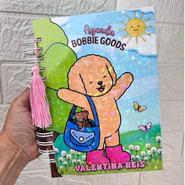 Agenda Datada 2026 Ursinho Bob Para Colorir Personalizada com Nome Capa Dura Adesivos Folhas 90g 1 dia por Página
