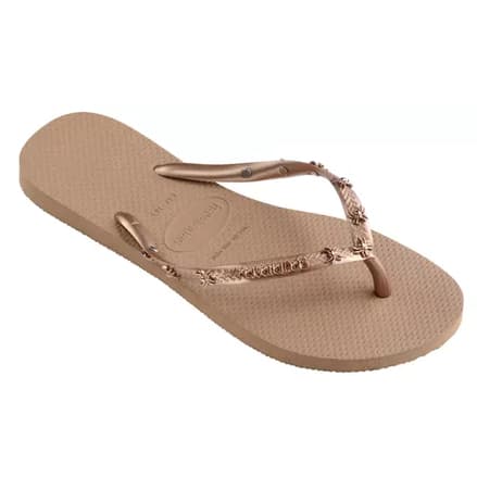 Chinelo Havaianas Slim Hardware - Bege e Cinza I Legítimo