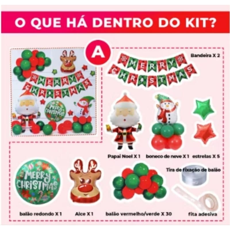 Kit Balões Natal Papel Noel