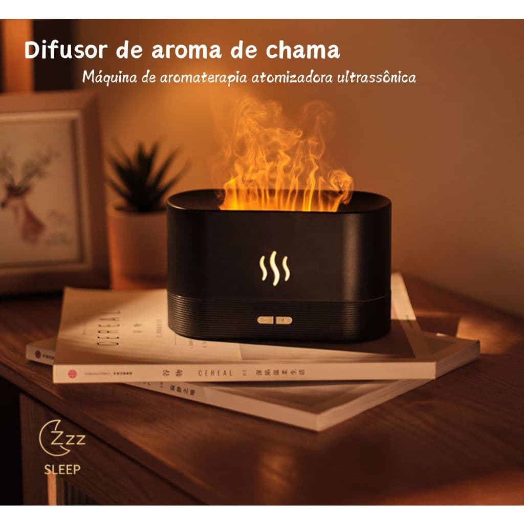 Umidificador difusor de aroma de chama RGB, luz simulada de 7 cores, aromaterapia, purificador de ar