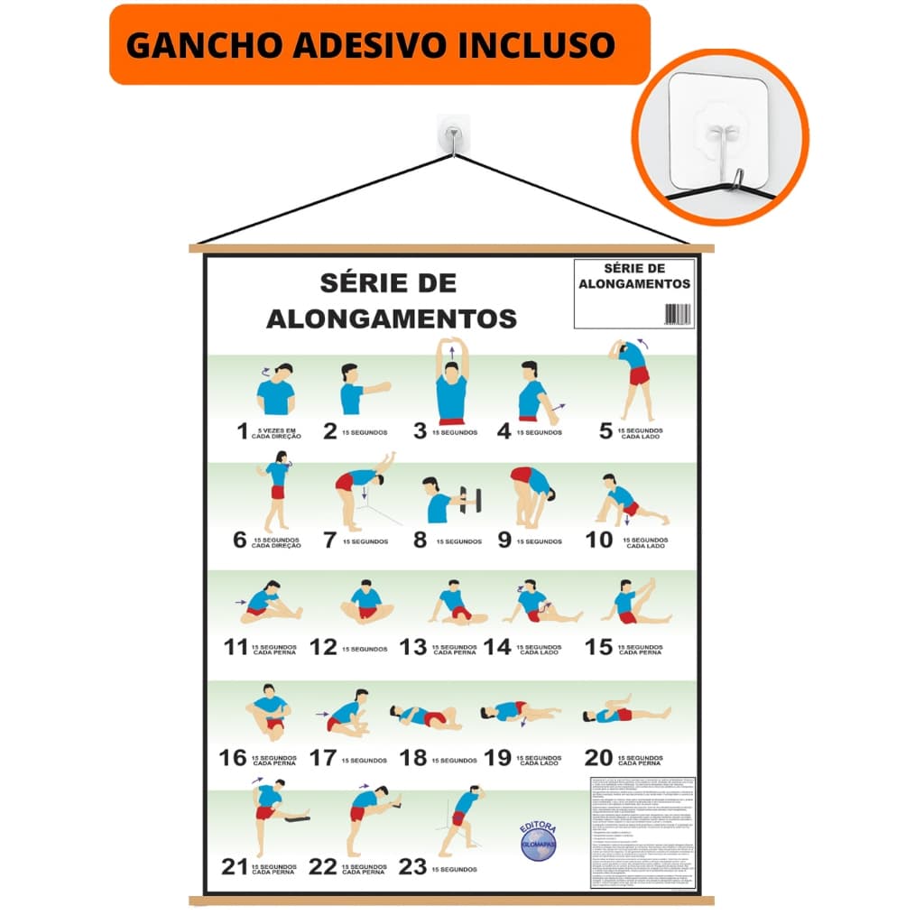 Mapa serie de alongamentos  Banner + Gancho Autocolante Pronto Para Pendurar