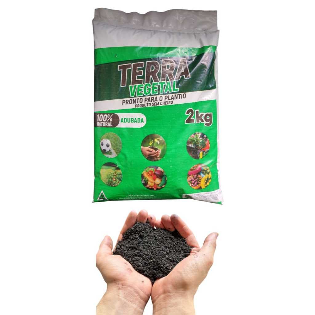 Terra preta Adubada sem cheiro 2kg, Utilizadas para hortas, plantas e flores.