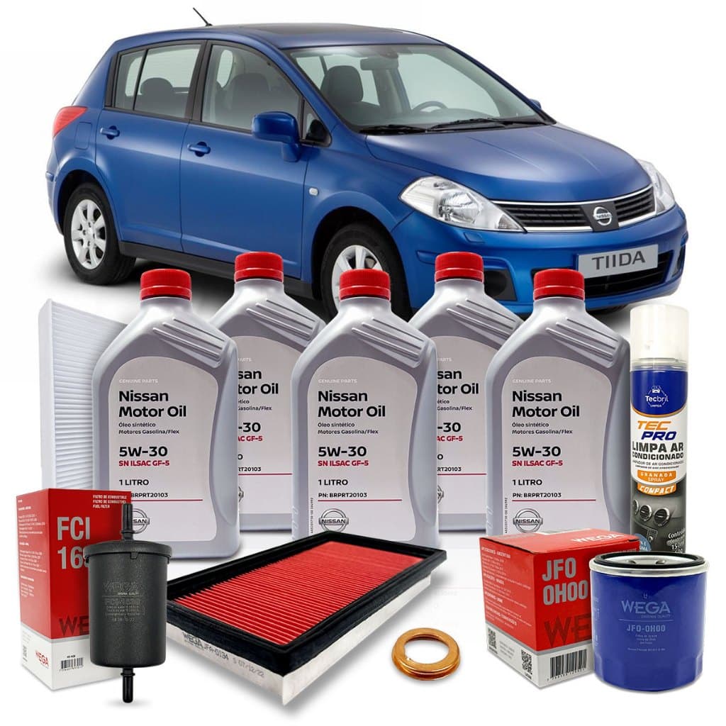 Kit Revisão Troca De Oleo 5w30 Nissan Tiida 1.8 16v 2008 2009 2010 2011 2012 2013