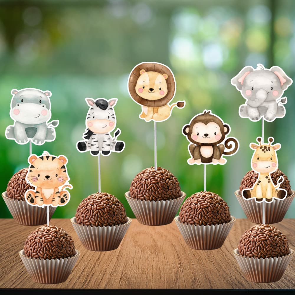 Toppers para Docinho Safari-Topper de Docinho Safari-Tag doces e Cupcakes Safari-Decoração Safari