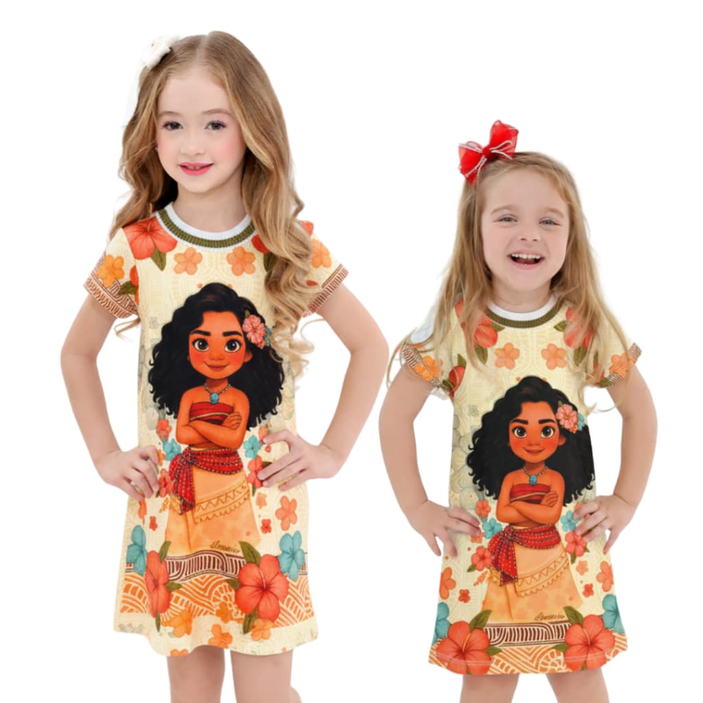 Vestido Infantil Menina Moana Gold