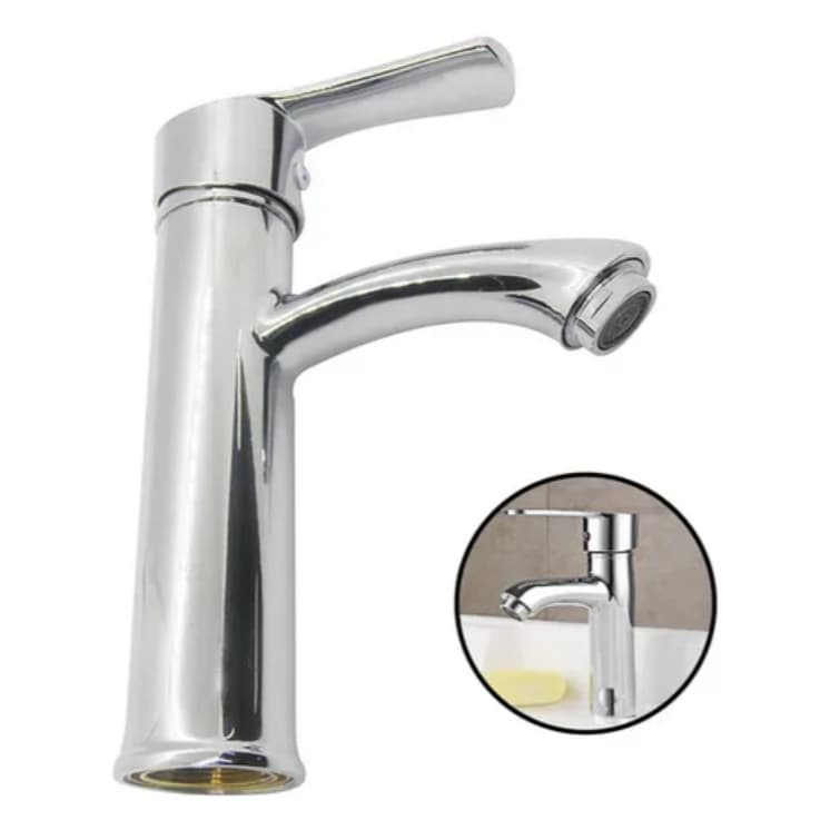 Torneira Misturador Monocomando 19,5cm Cúbica Água Quente e Fria Aço Inox Luxo