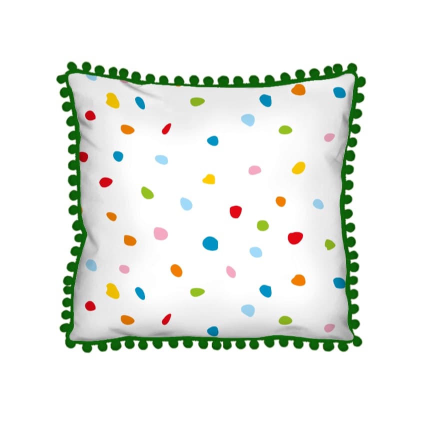 Almofada Infantil Bolinhas Coloridas Pompom