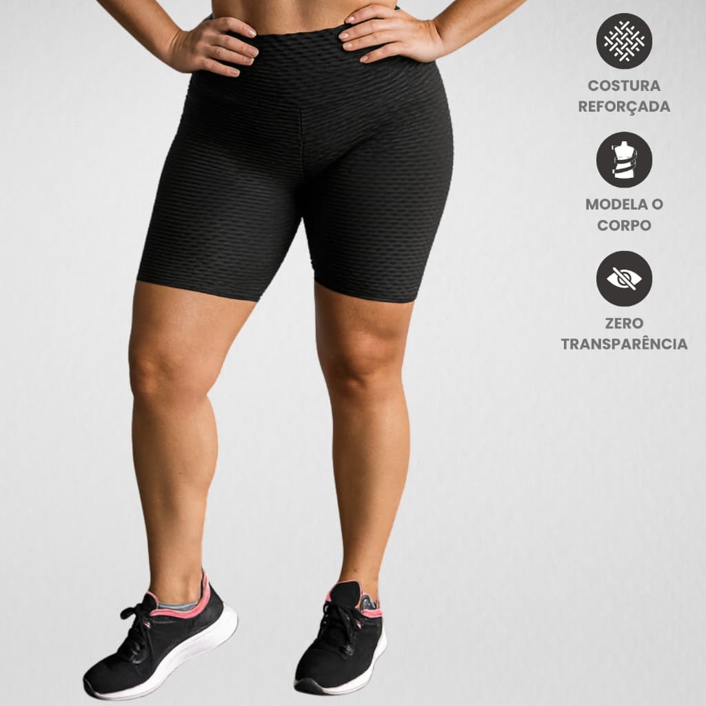 Bermuda Bolha Texturizada Feminina Fitness Conforto Academia Treino