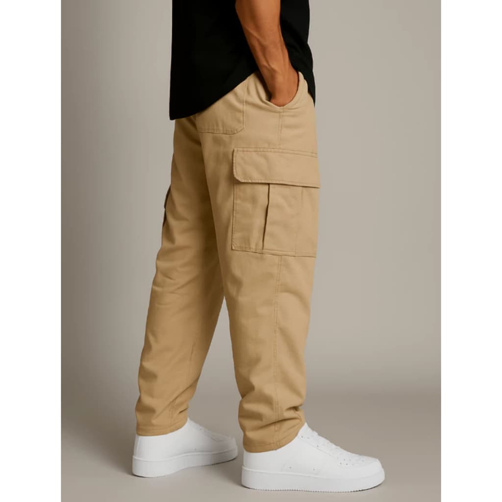 Calça Cargo Caqui Sarja Masculina Feminino 5 Bolsos Sarja Larga Skatista