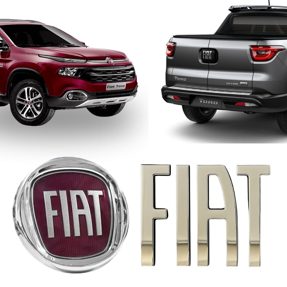 Kit Emblemas Letreiro Logo Grade E Porta Mala Fiat Toro 2016 2017 2018 2019 2020 2021
