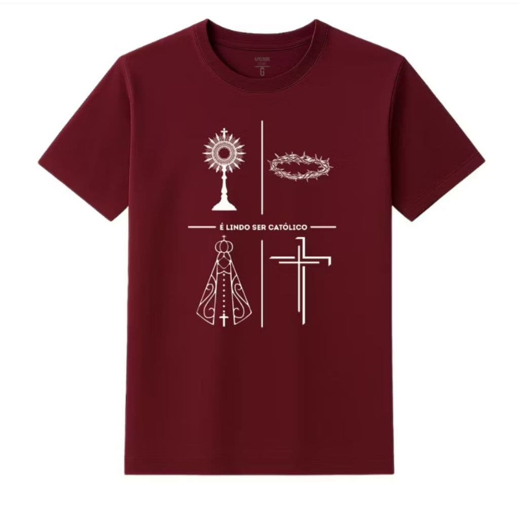 Camiseta Camisa Masculina Católica Estampada 30.1 "É Lindo Ser Católico" 100% Algodão