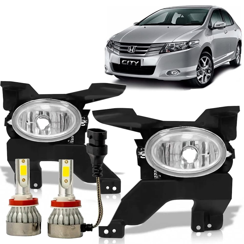 Par Farol Milha City 2009 2010 2011 Sem Moldura Lâmpada Super Led