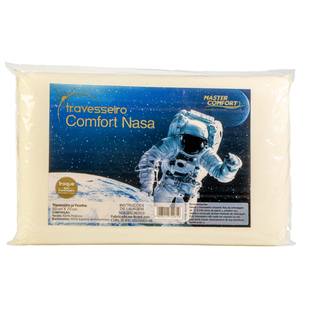 💤Travesseiro NASA Comfort Antialérgico – Espuma Viscoelástica que se Molda ao Corpo | 70x50cm🚀