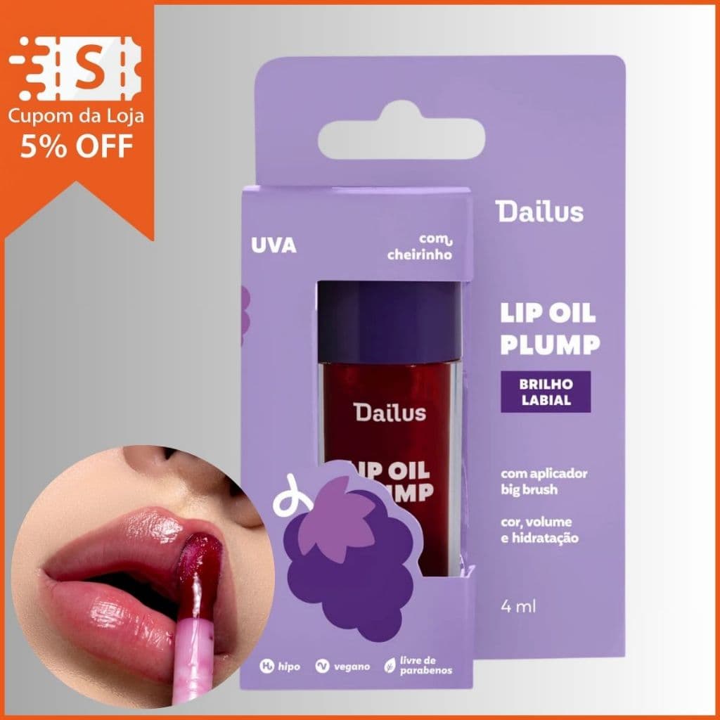 Lip Oil Plump Dailus 4ml | Cor, volume e hidratação