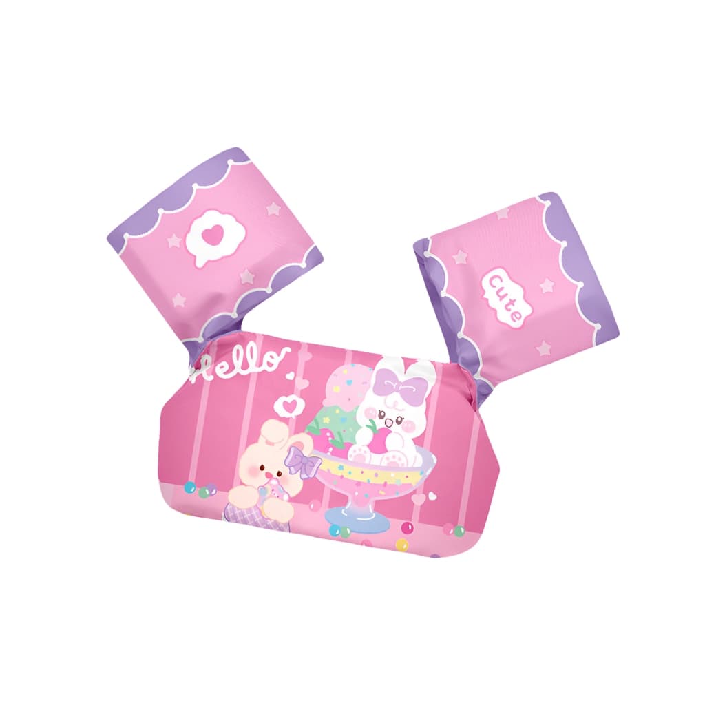Colete Flutuador Infantil Rosa 14-25kg Não Inflável Boias Braço+Espuma Cinto Trava Piscina/Praia