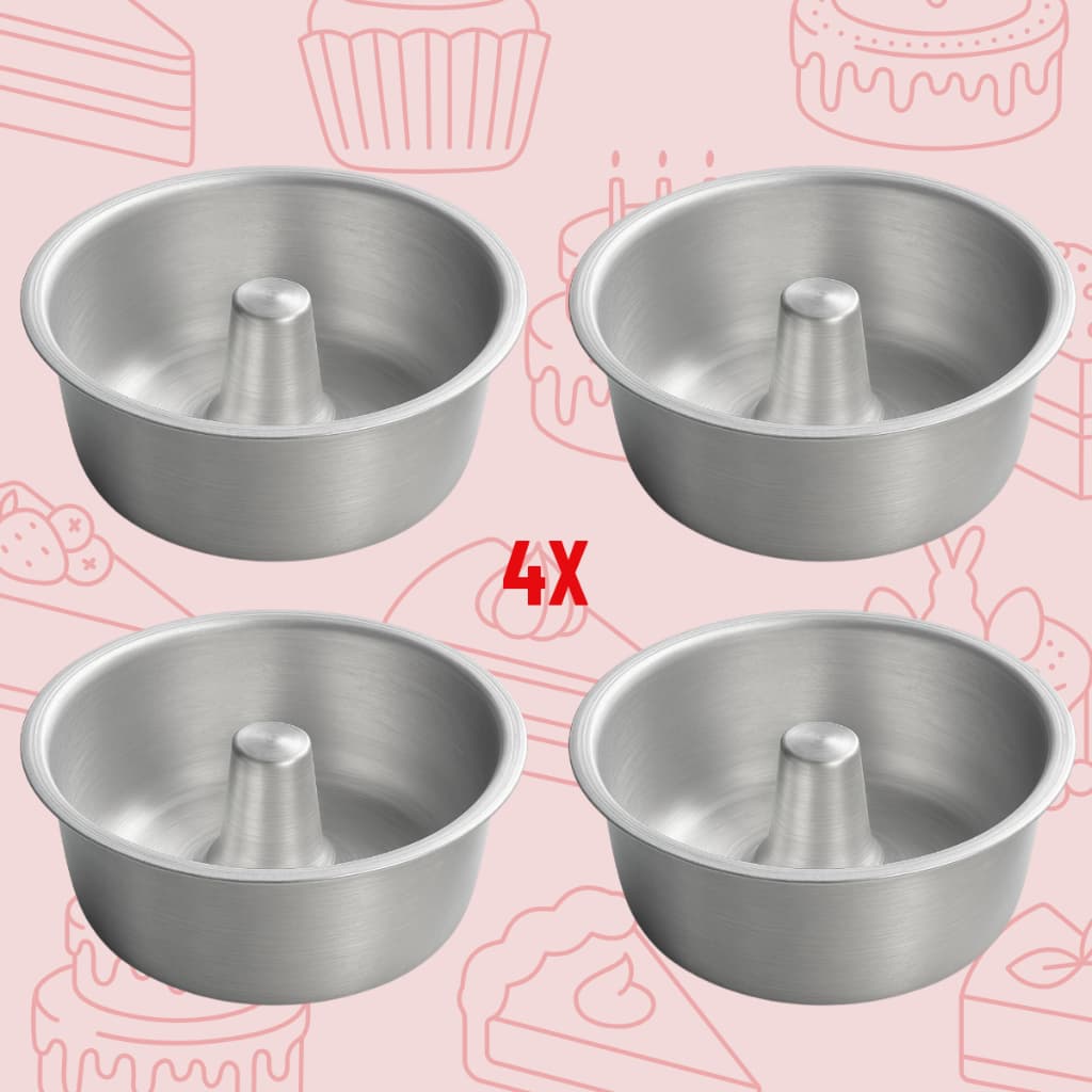 Kit com 4 Mini Forma 600 ml cada Alumínio Forma Pudim Bolo Vulcão Quindim