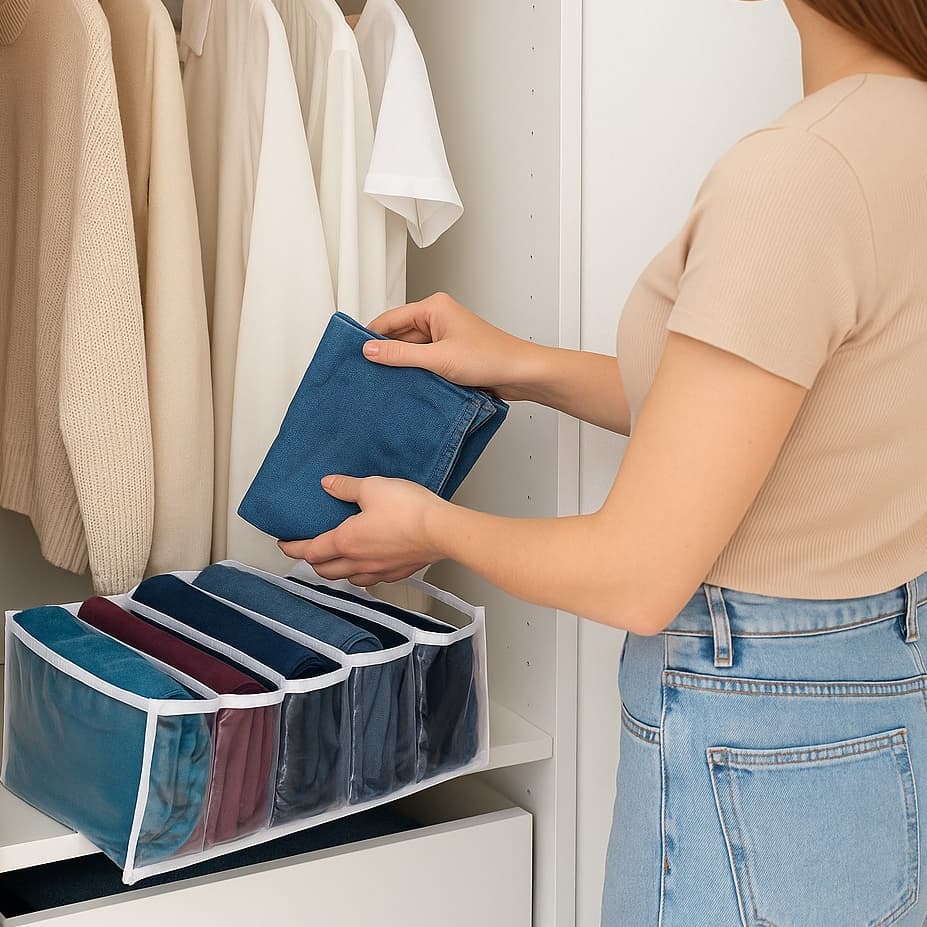 Kit 2 Colmeia Organizadora de Gaveta | Organizador de Guarda-Roupa para Calças Jeans, Toalhas e Roupas de Cama