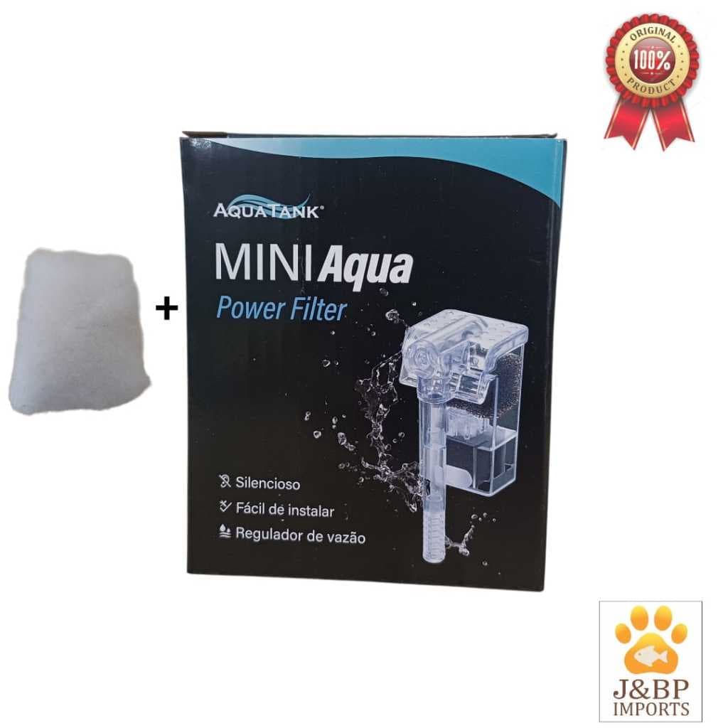 Filtro Externo Cascata Mini Aqua Aquatank + Refil de Perlon Silencioso Para Aquário