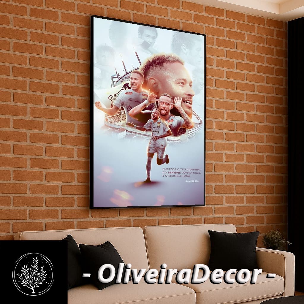 QUADRO DECORATIVO JOGADOR NEYMAR JR FUTEBOL ESPORTE 1 PEÇA 60X40 DECORAR SALA QUARTO ESCRITORIO
