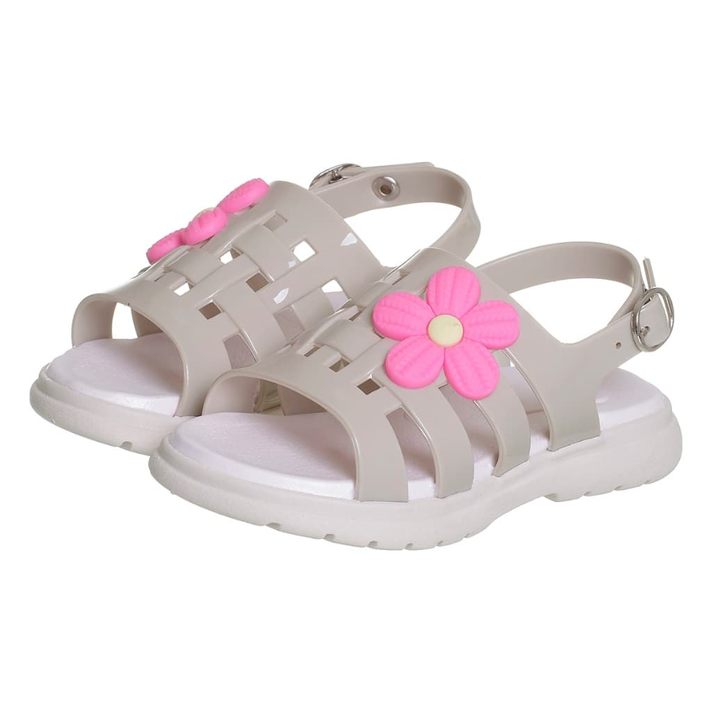 Sandalia de Borracha Infantil Menina Enfeite Flor Valente