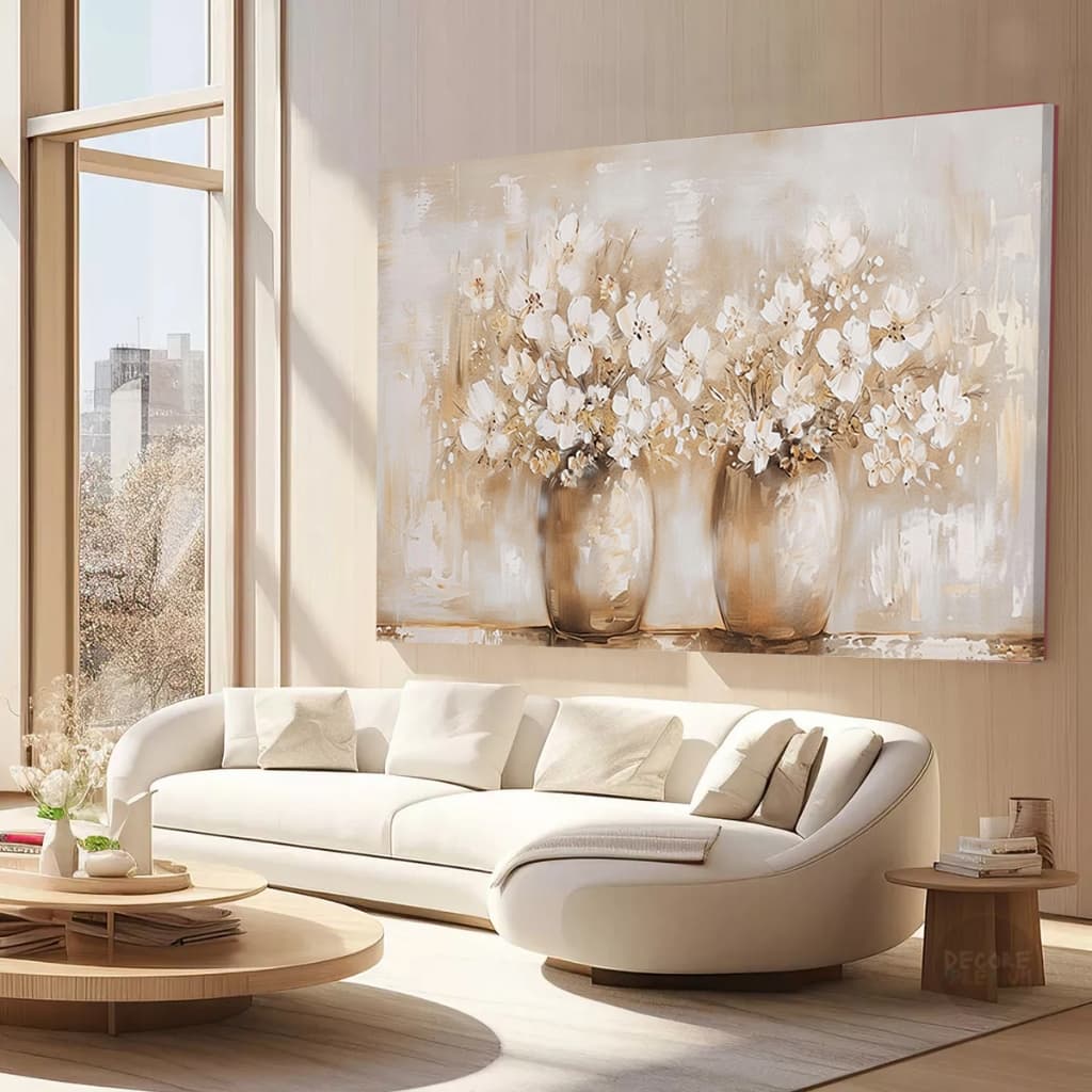 Quadro Decorativo Dois Vasos Ceramica Florido Estilo Provençal Moderno