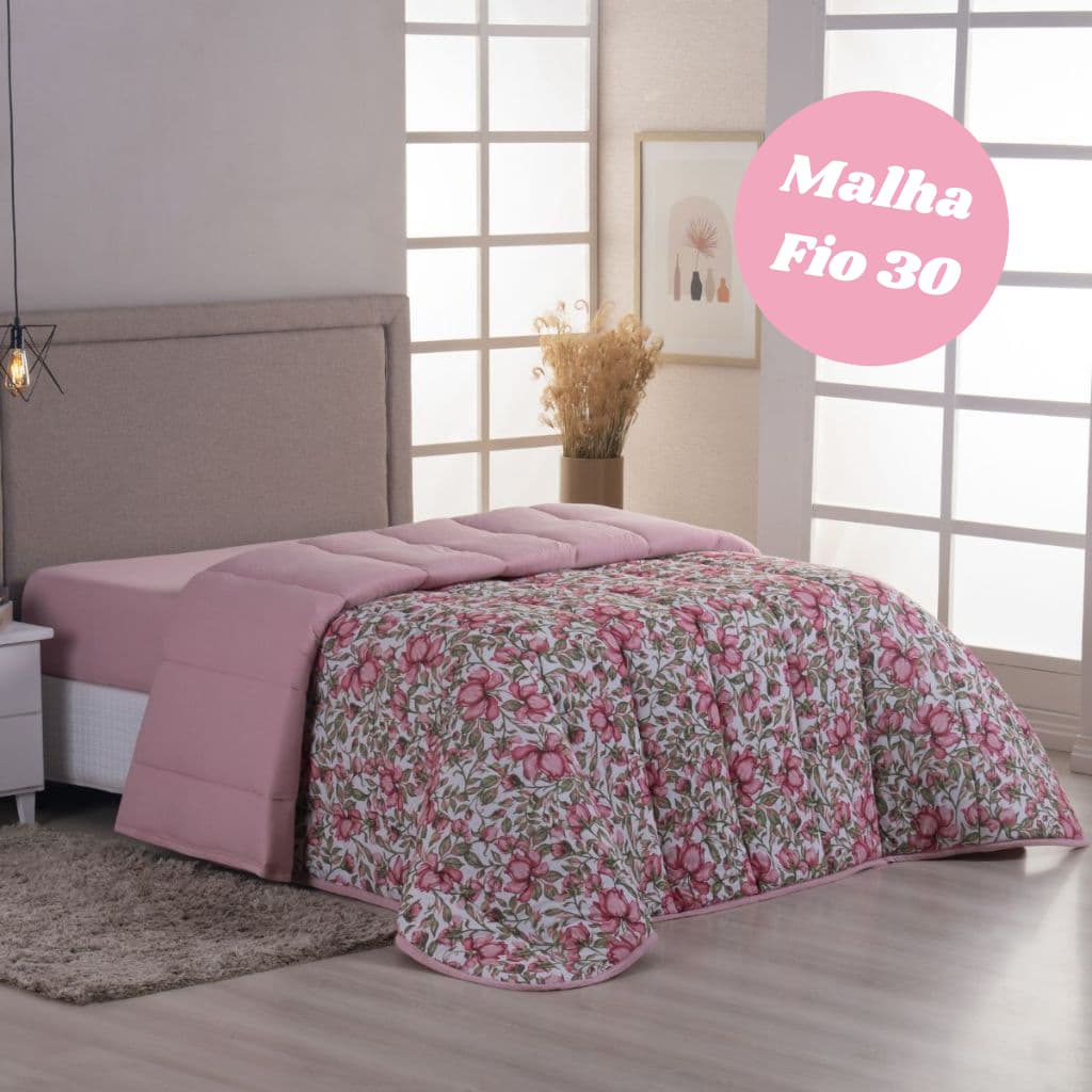 Edredom Queen Estampado em Malha- Fio 30 100% Algodão