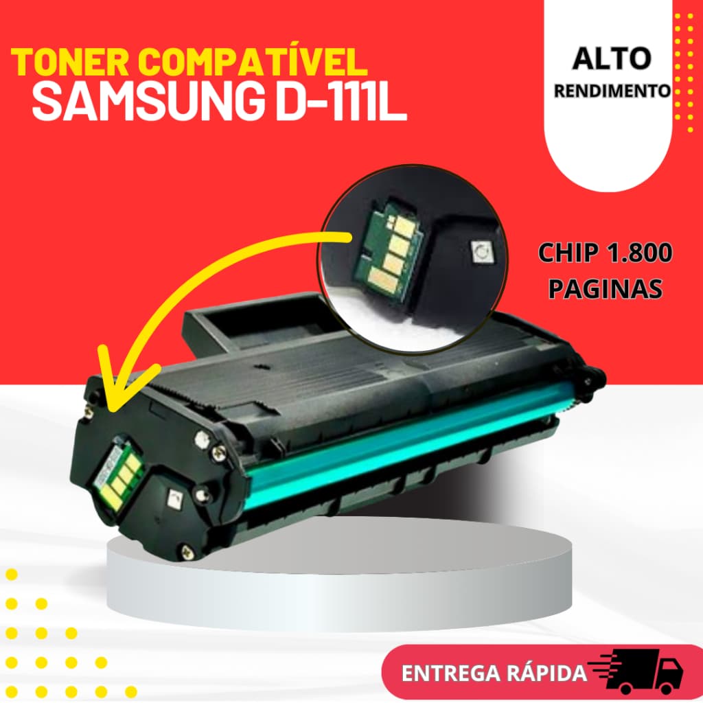 Toner Compativel P/ Samsung M2020w M2070w D111 Mlt-d111s CHIP ATUALIZADO 1.800 Impressões