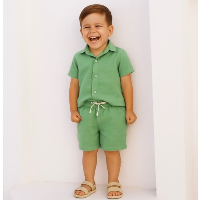 Camisa e Bermuda Infantil Menino Conjunto Mauricinho Verão Confortavel