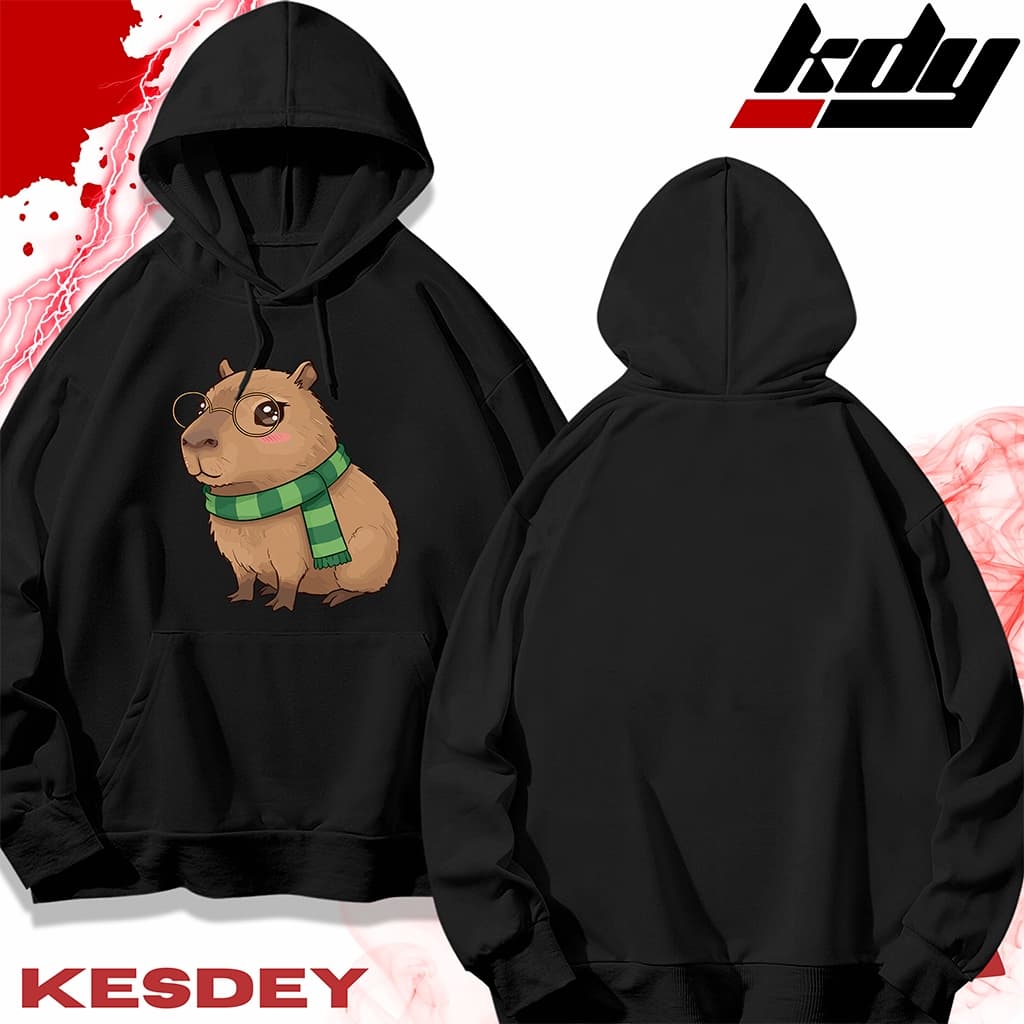 BLUSA DE FRIO MOLETOM CANGURU UNISSEX STREETWEAR CAPIVARA CACHECOL VERDE