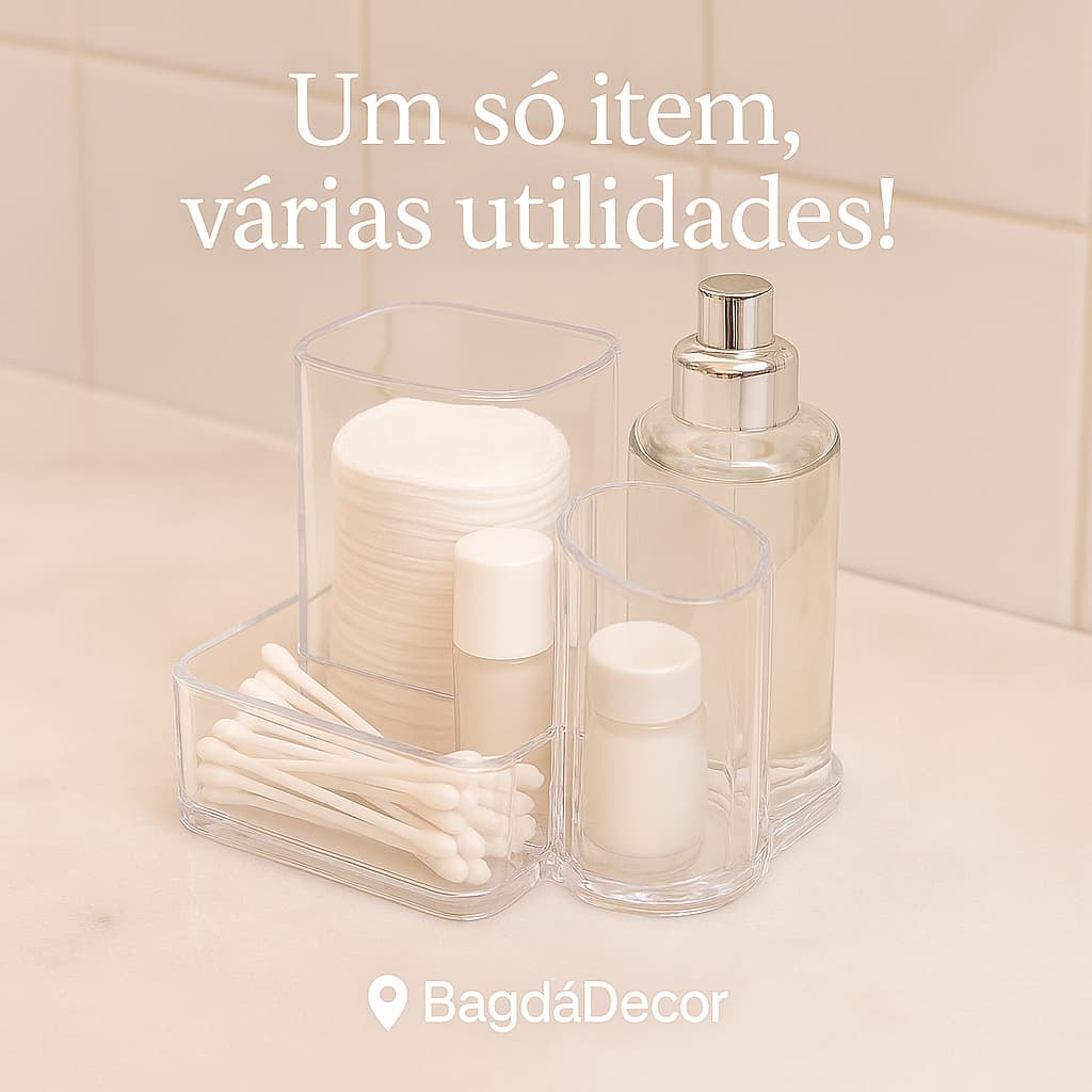 Organizador 8 Divisórias Para Maquiagem Acrílico Multiuso Porta Cosméticos Paletas Blush