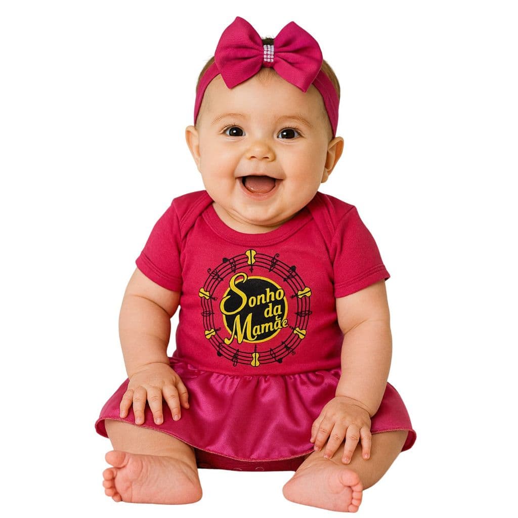 Body Bebê Rosa Sonho da Mamãe com Laço Infantil Menina Presente Mesversário