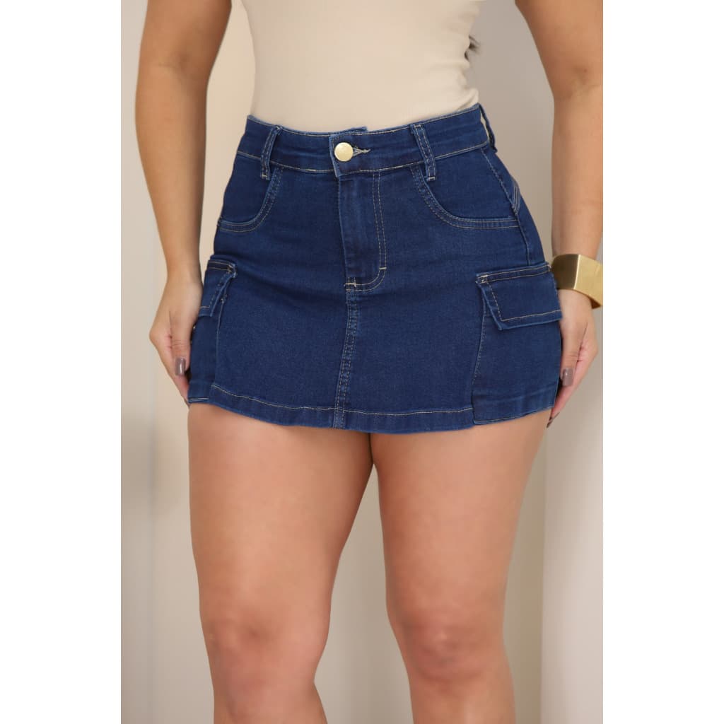 Short Saia Cargo Jeans Feminino – Tendência 2025