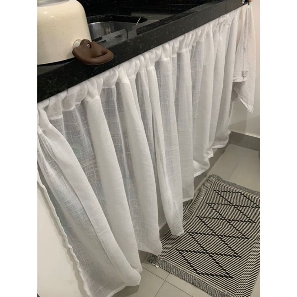 Cortina Para Pia Voil Linho Flame 2,80m x 0,80cm Cozinha