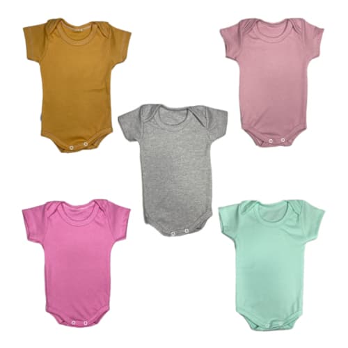 kit 3 bodys manga curta para bebe infantil menina e menino canelado