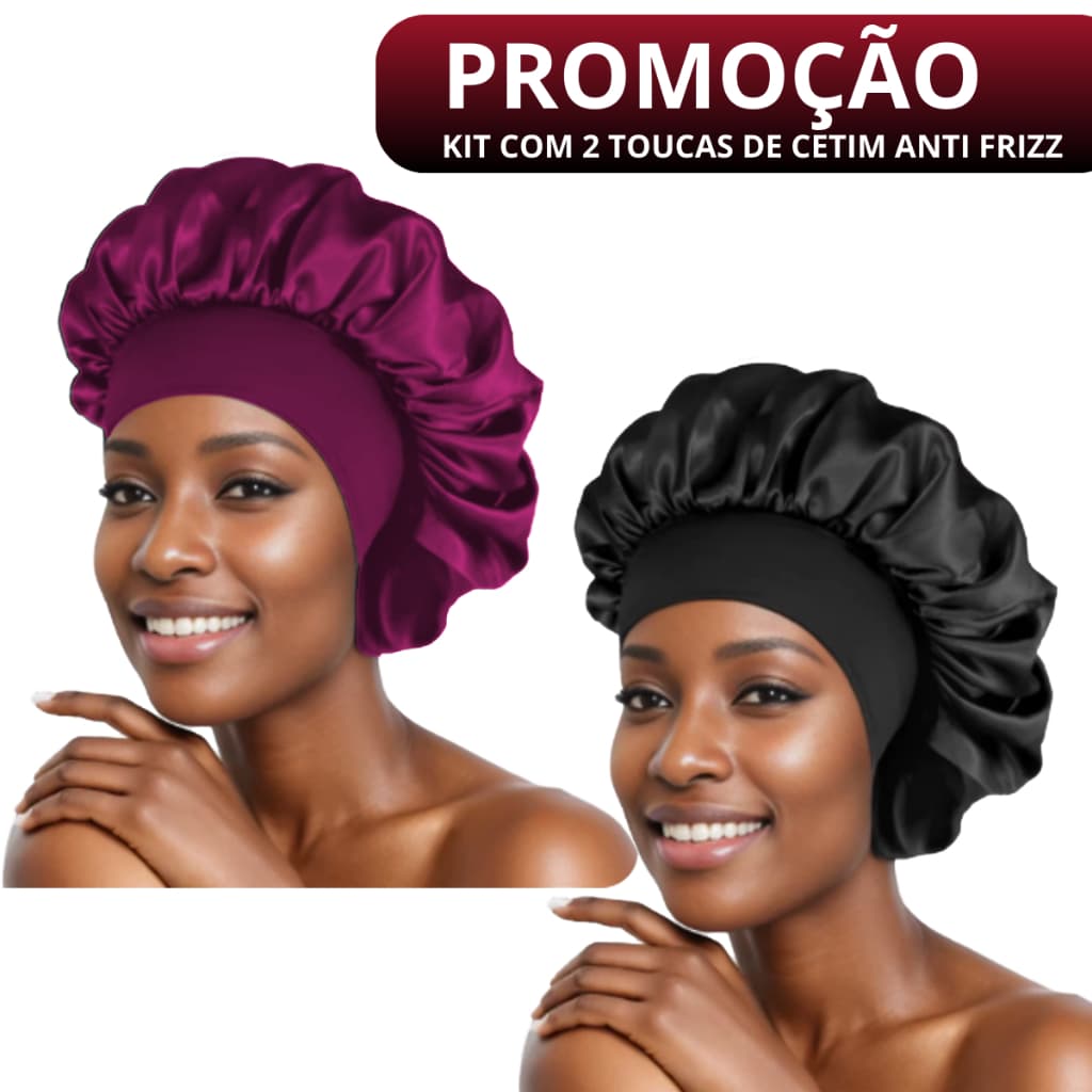 2 Toucas de Cetim perfeita para seu Cabelo contra Ação Anti frizz Faixa Larga para Dormir não marca seu rosto