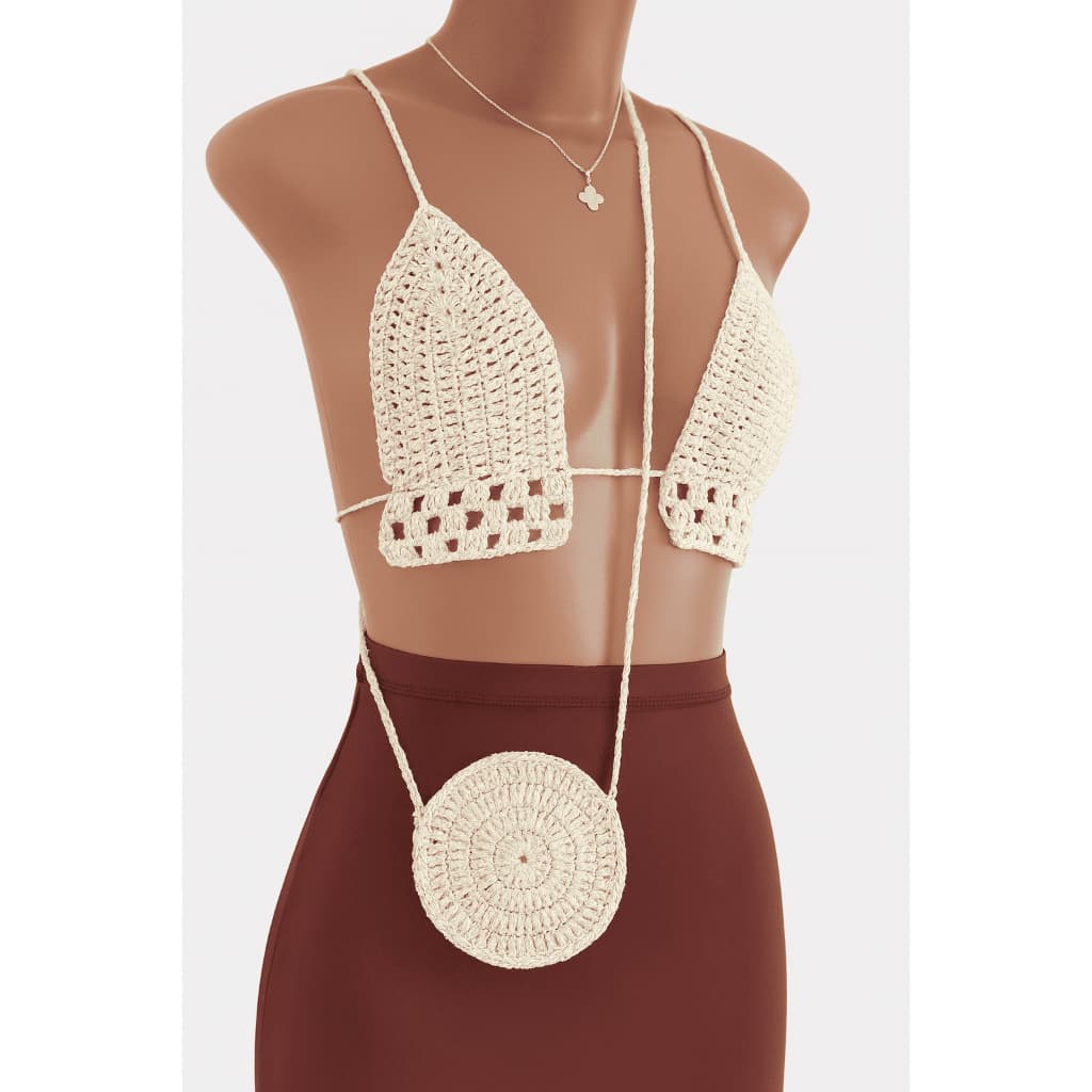 Kit Feminino em Crochê Artesanal - Kit com Top + Bolsa Karen