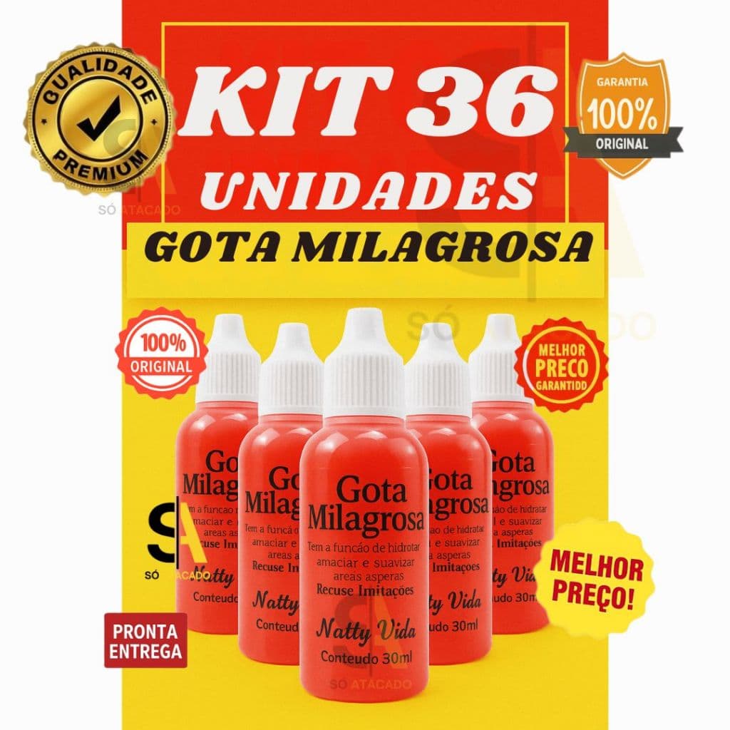 🔥 Kit 36 Unidades – Gota Milagrosa Natty Vida 30ml | Revenda Atacado | Original com Nota Fiscal 🔥