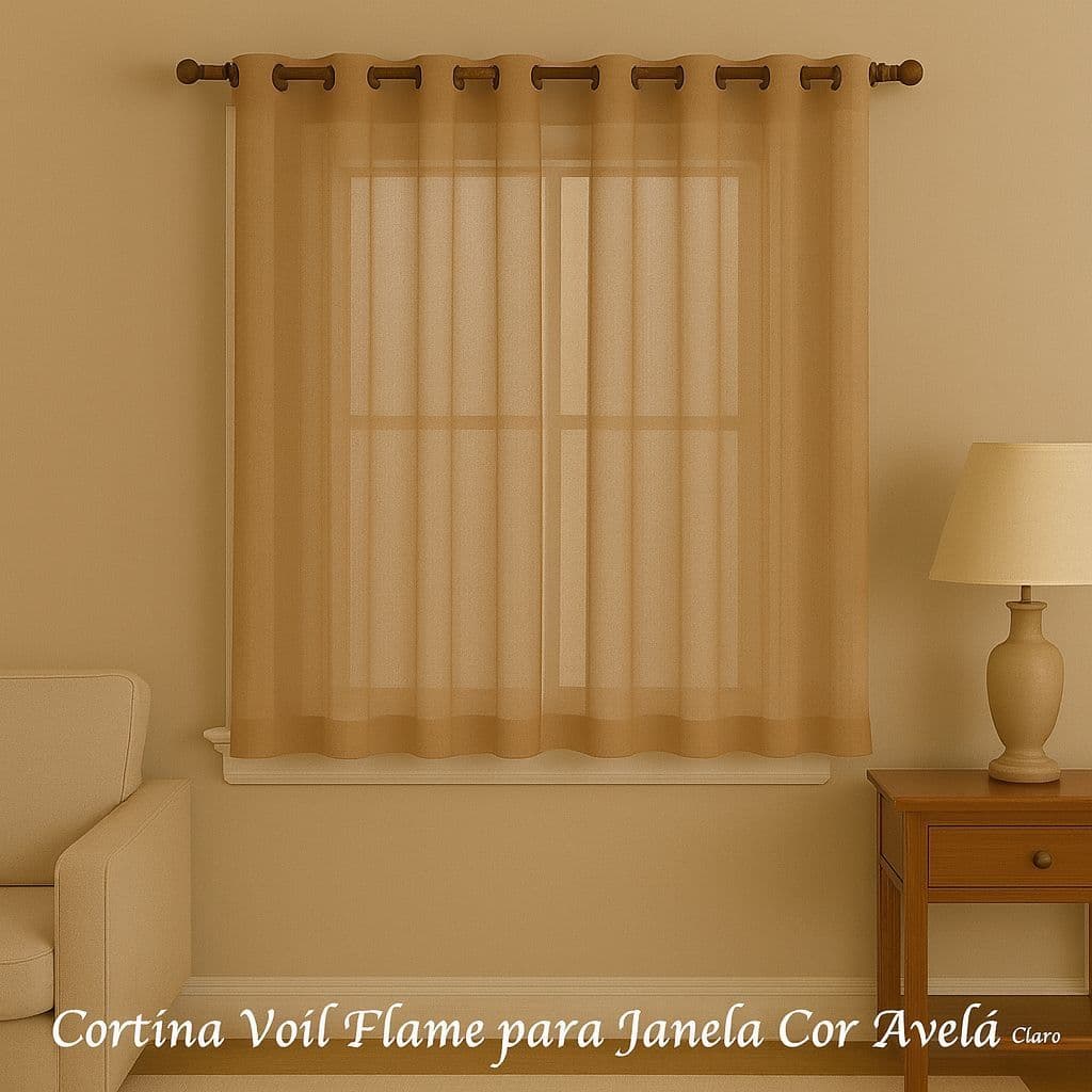 Cortina Rustica Voil Flame 2,00x1,30 Cortina Sala Quarto Decoração Cortina Pequena