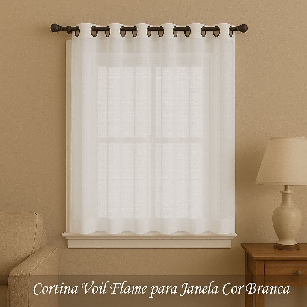 Cortina Rustica Voil Flame 2,00x1,30 Cortina Sala Quarto Decoração