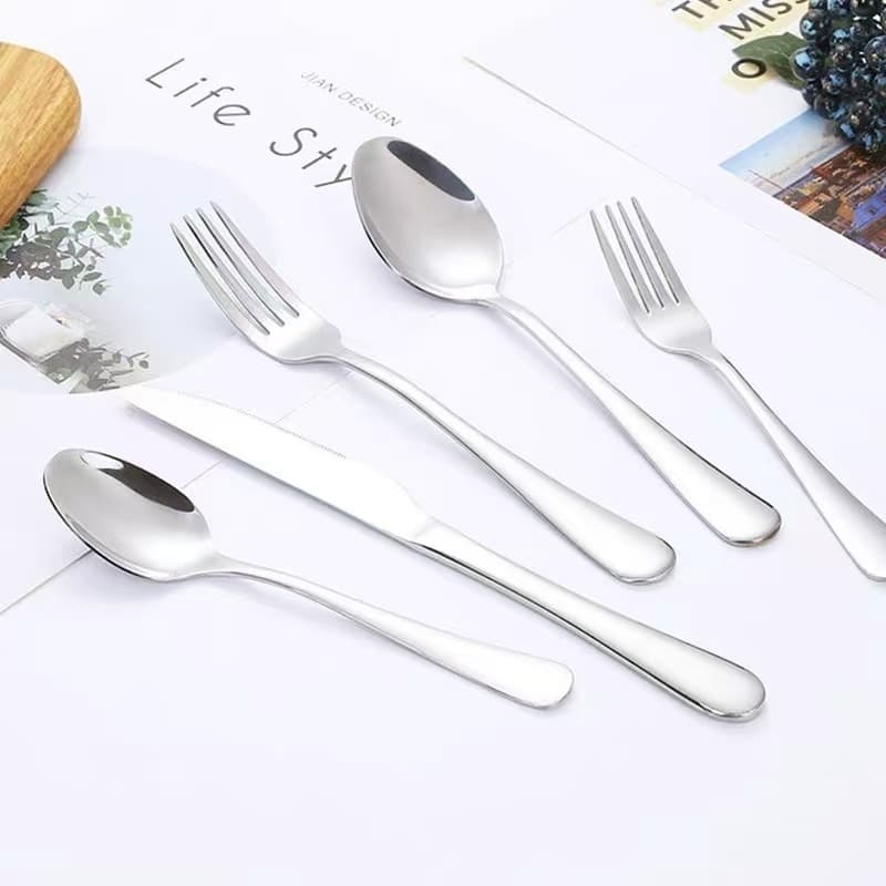 Conjunto de talheres de aço inoxidável com 10 peças e lindos cabos de madeira de design