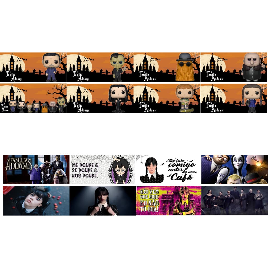 32 Estampas Prontas Impressas Sublimaticas Famila Addams Wandinha