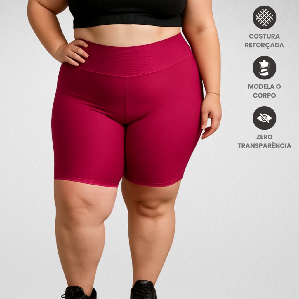Bermuda Canelada Plus Size Feminina Fitness Conforto Diário