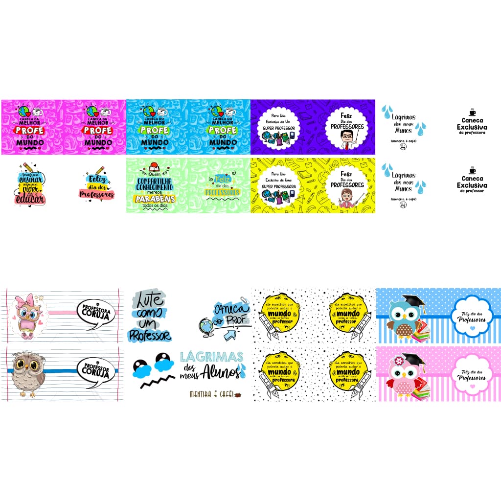 Pack 32 Estampas Prontas Impressas Sublimaticas Professores Professor Professora
