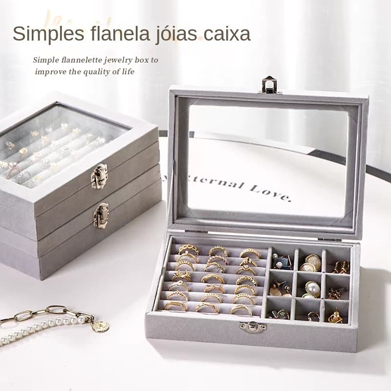 Caixa de armazenamento de joias femininas/anel/fivela de colar