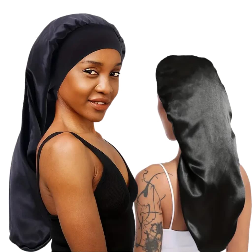 Touca de Cetim Com Faixa Anti frizz Para Dormir Tranças Dreads Cabelo Longo