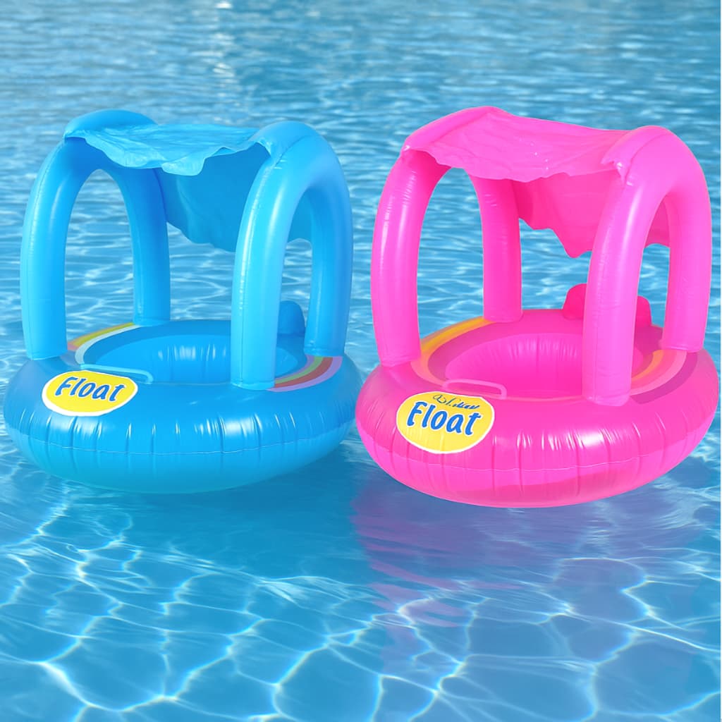 Bóia Inflável Infantil De Plástico Brinquedo Para Piscina Praia Com Assento E Cobertura Protetora