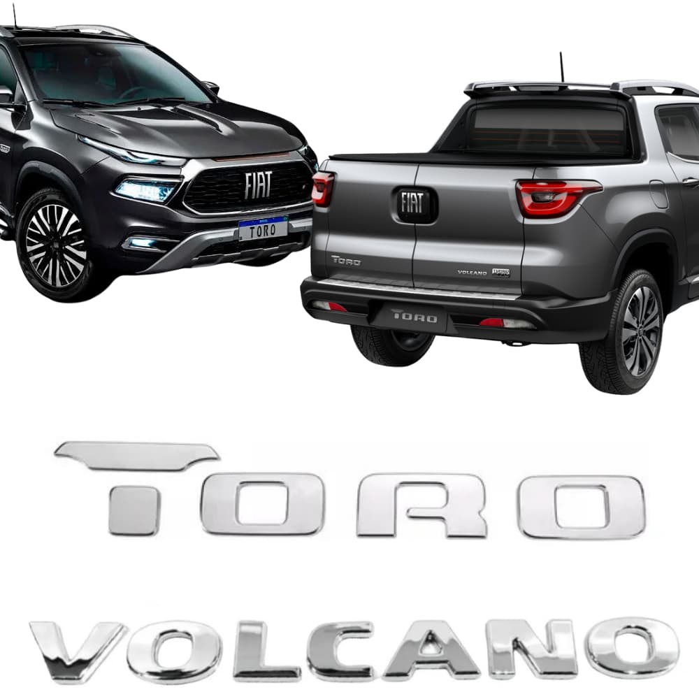 Kit Emblemas Letreiros Traseiros Porta Mala Fiat Toro Volcano Original