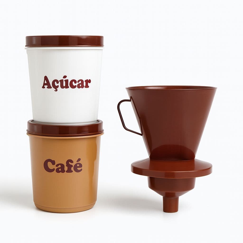Pote Café e Açúcar + Porta Filtro 103 Coador Decoração Cozinha