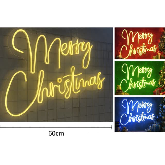 Painel/Luminoso  Enfeite Natal Decoração Merry Christimas 60cm Bivolt com fonte