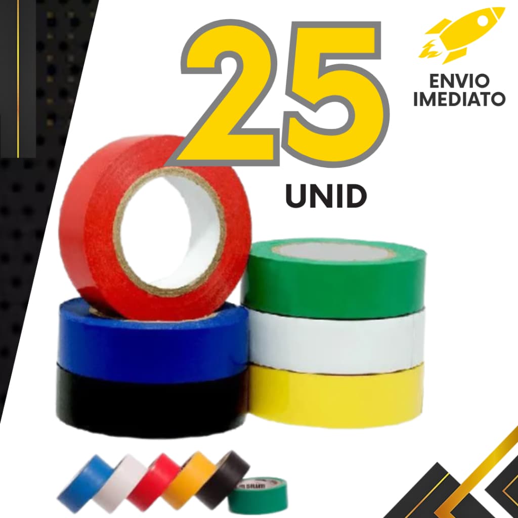 Kit 3 a 25 un - Fita Isolante de PVC 5m Antichama - Kits Coloridos ou Preta